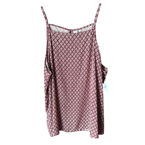 Old Navy Tops - Old Navy Womens XXL Burgundy White Geometric Medallion Cami Swing Tank Top NWT